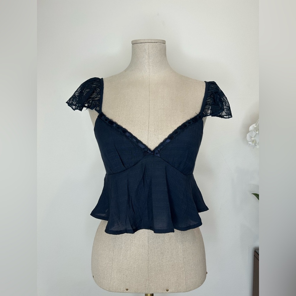BEVERLY AND BECK - Navy Lace Babydoll Camisole Top Size XS - Picture 2 of 12